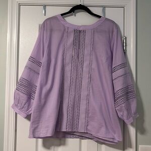 Talbots XL lavender blouse with lace detail new with tags